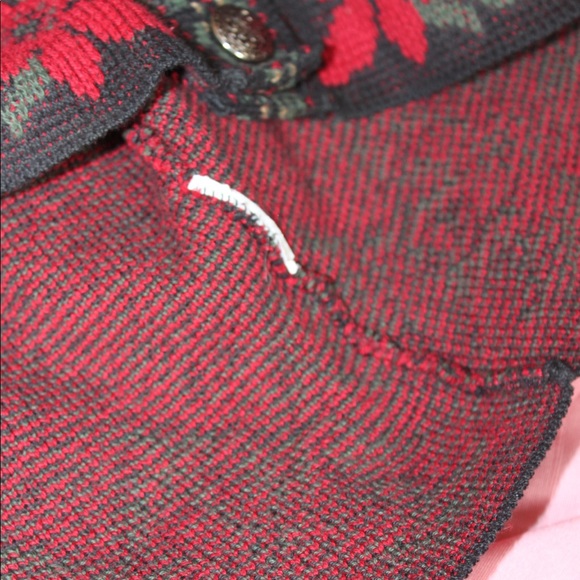 VTG 90s Red/Black Nordic Style Holiday Button-Up Cardigan Sweater Size Small - Picture 10 of 10